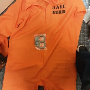 Orange Jail Bird Costume with Handcuffs